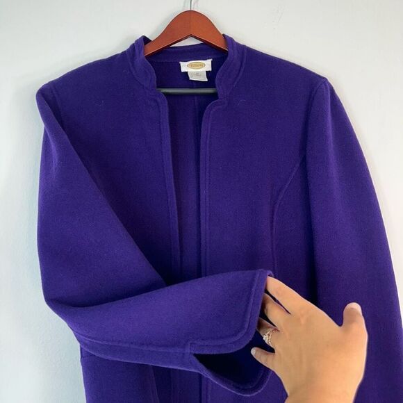 Vintage Talbots 100% Wool Purple Open Front Blazer Jacket Womens 12 Preppy Chic - Picture 3 of 10